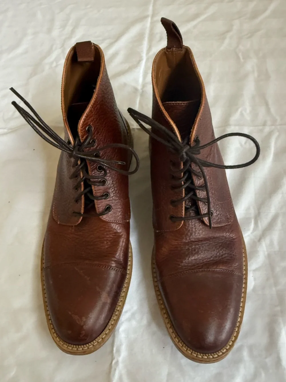 Taft Brown Leather Chukka Lace-Up Handcrafted Boots Mens Size 42 Good Condition